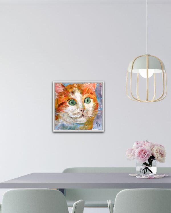 Bright-Eyed Calico Cat. Oil on canvas. - Image 6