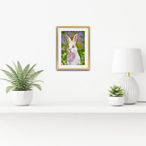One-of-a-kind acrylic painting "White Rabbit Portrait" by Lada Kholosho (2025). Perfect for wildlife art lovers and collectors. Ships worldwide.