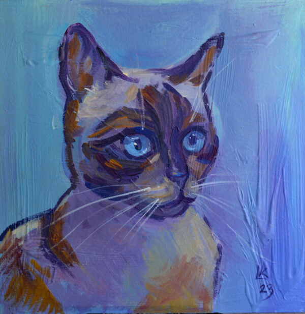 Siamese cat with blue eyes original acrylic painting