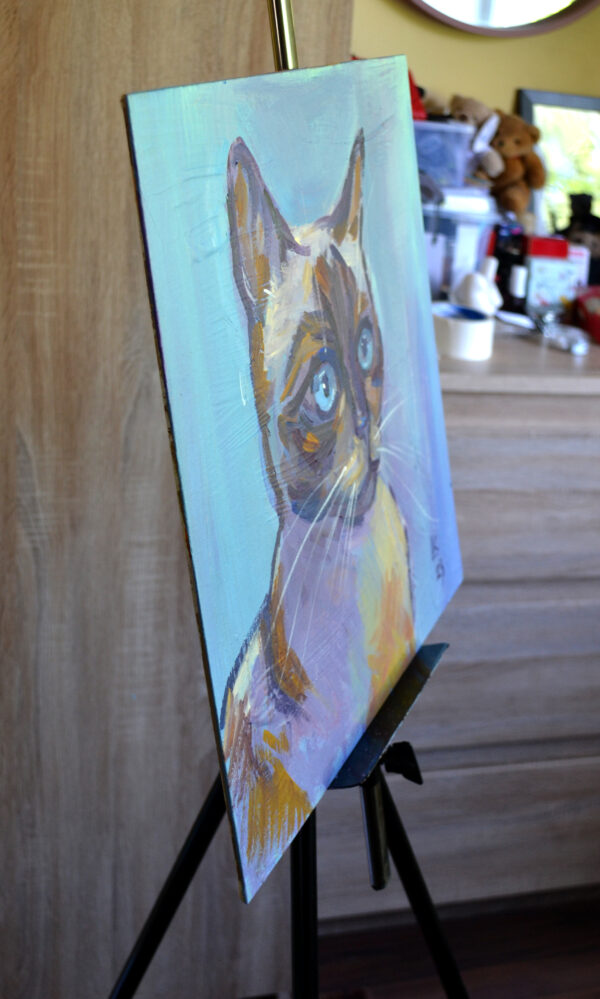 Siamese cat with blue eyes. Acrylic on canvas. - Image 3