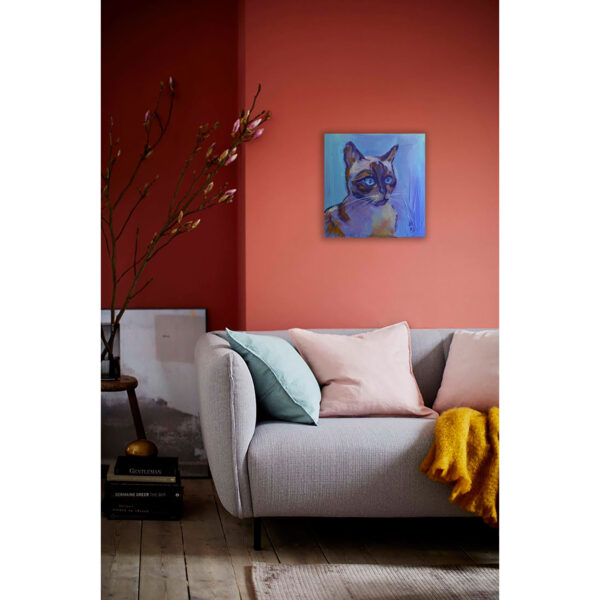 Siamese cat with blue eyes. Acrylic on canvas. - Image 5