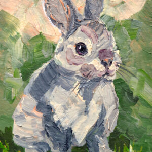 One-of-a-kind acrylic painting "Gray Rabbit Portrait" by Lada Kholosho (2025). Perfect for wildlife art lovers and collectors. Ships worldwide.