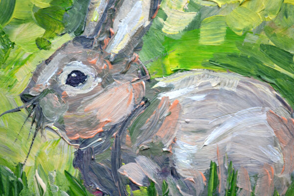 One-of-a-kind acrylic painting "Spring Meadow Rabbit" by Lada Kholosho (2025). Perfect for wildlife art lovers and collectors. Ships worldwide.