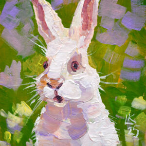 One-of-a-kind acrylic painting "White Rabbit Portrait" by Lada Kholosho (2025). Perfect for wildlife art lovers and collectors. Ships worldwide.