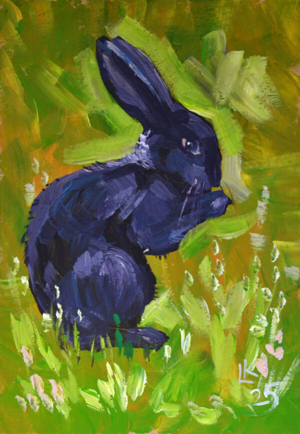 Midnight Rabbit in the Green Field
