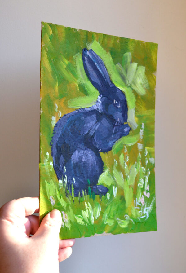Midnight Rabbit in the Green Field