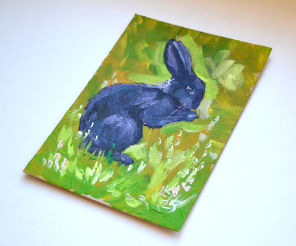 Midnight Rabbit in the Green Field