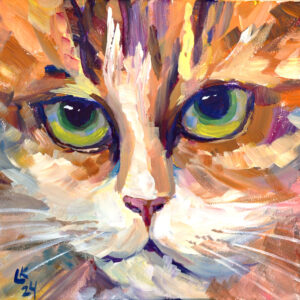 Original painting of close-up cat face