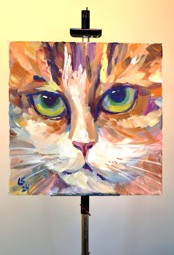 Mesmerizing Cat's Gaze. Acrylic on canvas. - Image 2