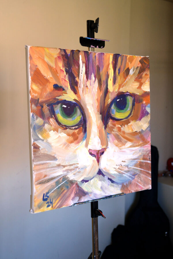 Mesmerizing Cat's Gaze. Acrylic on canvas. - Image 3