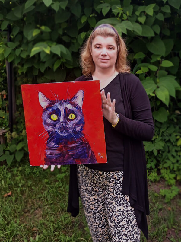 Black Cat Portrait. Acrylic on canvas. - Image 8