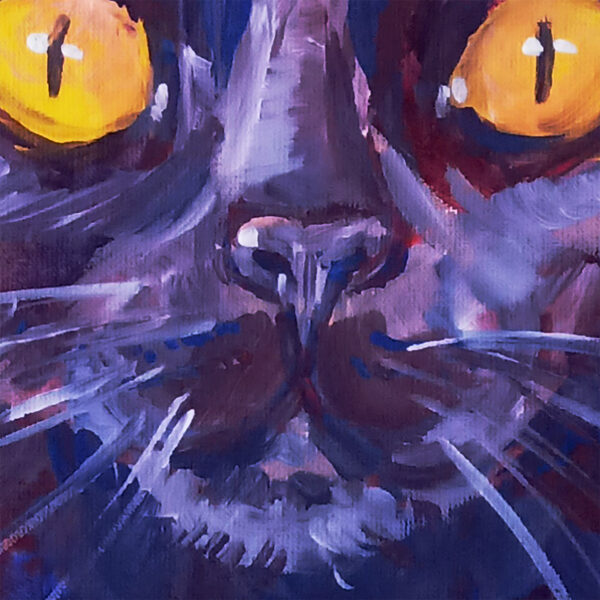 Black Cat Portrait. Acrylic on canvas. - Image 4