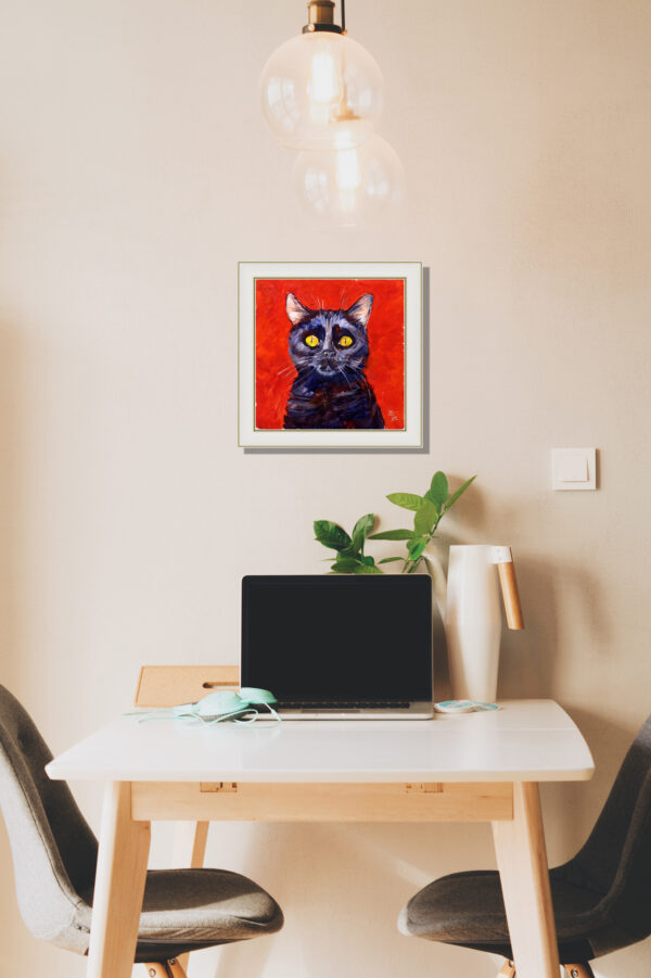 Black Cat Portrait. Acrylic on canvas. - Image 7