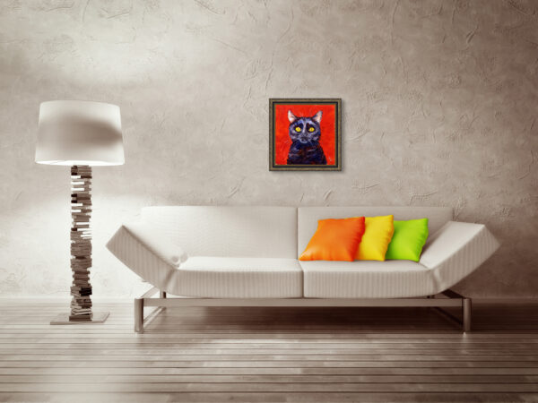 Black Cat Portrait. Acrylic on canvas. - Image 6