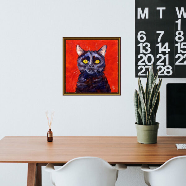 Black Cat Portrait. Acrylic on canvas. - Image 5