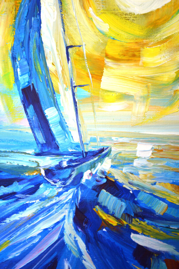 Sailing into the Sun. Acrylic on canvas. - Image 3