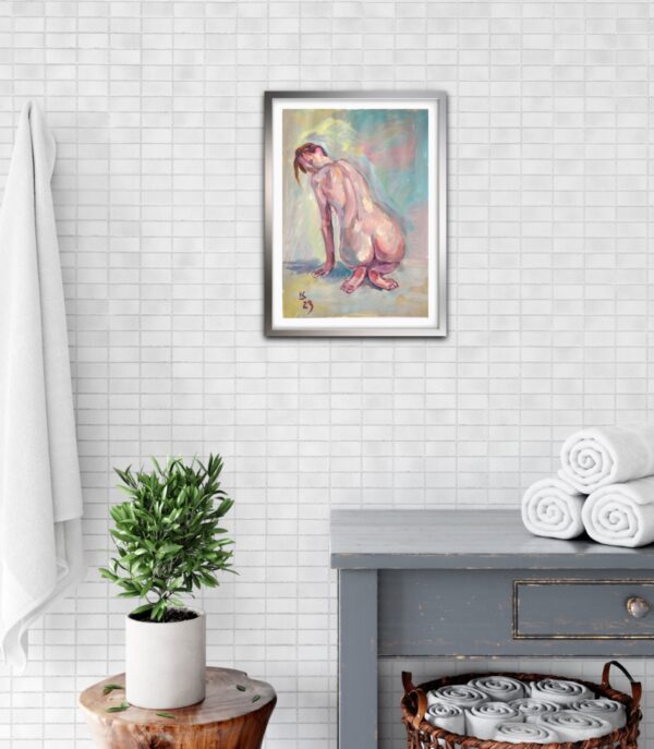 Discover "Soft Contours" by Lada Kholosho – an original acrylic painting on paper. Serene and elegant figure art with soft, pastel hues. One-of-a-kind piece available now.