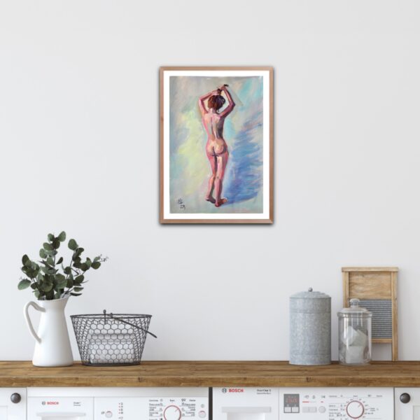 "Morning Light" by Lada Kholosho – an original acrylic painting on paper. Serene and elegant figure art with soft, pastel hues. One-of-a-kind piece available now.