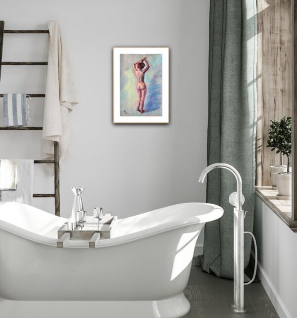 "Morning Light" by Lada Kholosho – an original acrylic painting on paper. Serene and elegant figure art with soft, pastel hues. One-of-a-kind piece available now.
