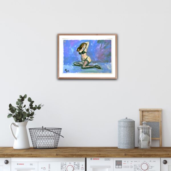 Discover "Serenity in Lingerie" by Lada Kholosho – an expressive acrylic painting capturing the elegance of the human form. One-of-a-kind artwork, available now