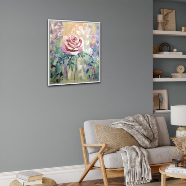 Dreamy rose painting by Lada Kholosho. One-of-a-kind acrylic on canvas, 50x60 cm, unframed, signed, with certificate. Ships worldwide.