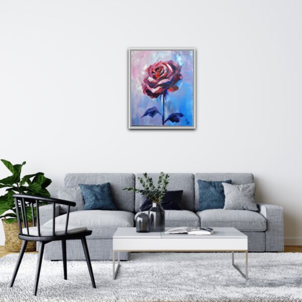 One-of-a-kind rose painting by Lada Kholosho. Acrylic on canvas, 50x60 cm, unframed, signed, with certificate. Worldwide shipping available.