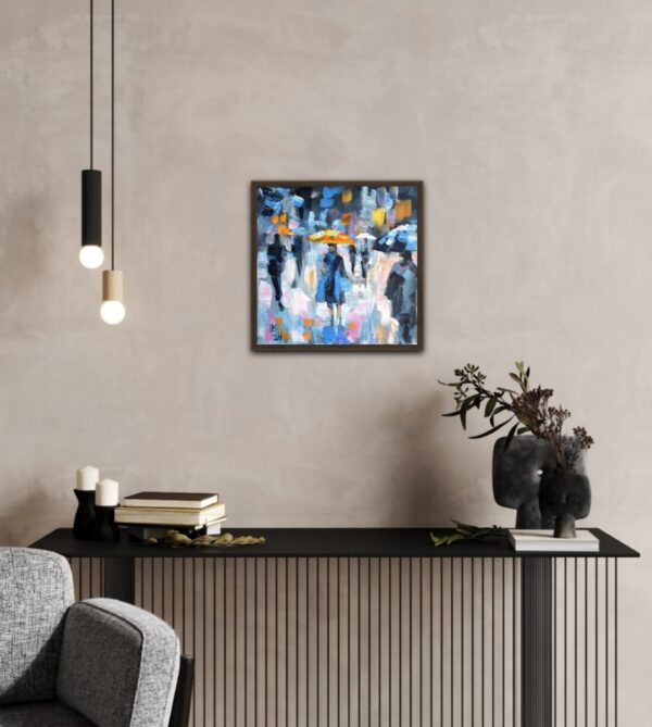 Rain Walk – Original Acrylic Cityscape by Lada Kholosho (2024)