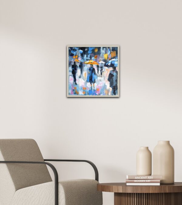 Rain Walk – Original Acrylic Cityscape by Lada Kholosho (2024)