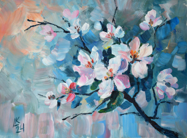 Discover "Blooming" by Lada Kholosho – a vibrant, one-of-a-kind acrylic painting celebrating spring’s renewal. Bold brushstrokes and pastel hues capture the beauty of blossoming flowers.