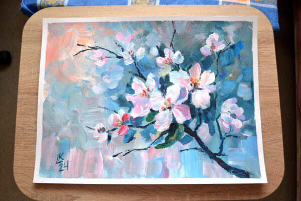Discover "Blooming" by Lada Kholosho – a vibrant, one-of-a-kind acrylic painting celebrating spring’s renewal. Bold brushstrokes and pastel hues capture the beauty of blossoming flowers.