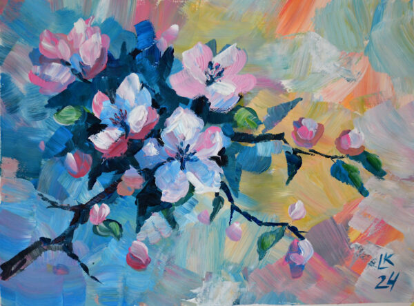 Discover "Blooming tree" by Lada Kholosho – a vibrant, one-of-a-kind acrylic painting celebrating spring’s renewal. Bold brushstrokes and pastel hues capture the beauty of blossoming flowers.