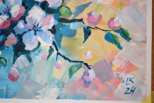 Discover "Blooming tree" by Lada Kholosho – a vibrant, one-of-a-kind acrylic painting celebrating spring’s renewal. Bold brushstrokes and pastel hues capture the beauty of blossoming flowers.