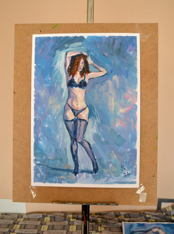 Discover "Sensual Silhouette" by Lada Kholosho – an expressive acrylic painting capturing the elegance of the human form. One-of-a-kind artwork, available now