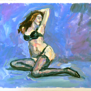 Discover "Serenity in Lingerie" by Lada Kholosho – an expressive acrylic painting capturing the elegance of the human form. One-of-a-kind artwork, available now