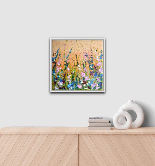 Crimson Light in the Meadow – Original Floral Acrylic Painting by Lada Kholosho (2024)