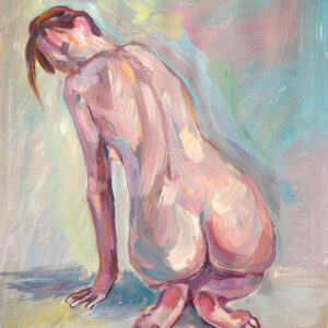 Discover "Soft Contours" by Lada Kholosho – an original acrylic painting on paper. Serene and elegant figure art with soft, pastel hues. One-of-a-kind piece available now.