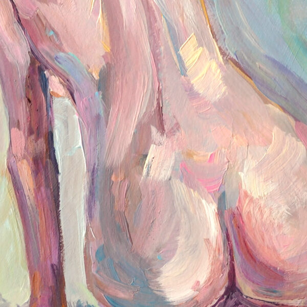 Discover "Soft Contours" by Lada Kholosho – an original acrylic painting on paper. Serene and elegant figure art with soft, pastel hues. One-of-a-kind piece available now.