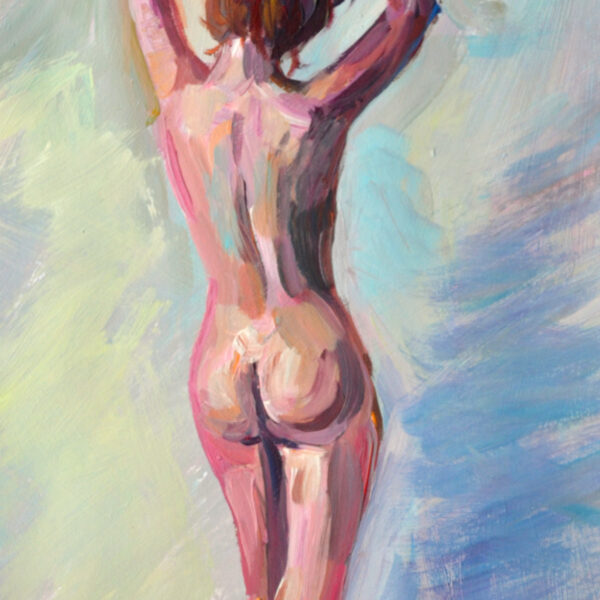 "Morning Light" by Lada Kholosho – an original acrylic painting on paper. Serene and elegant figure art with soft, pastel hues. One-of-a-kind piece available now.