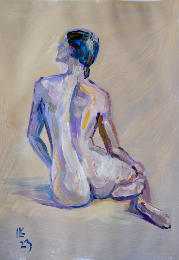Discover "Subtle Light" by Lada Kholosho – an original acrylic painting on paper. Serene and elegant figure art with soft, pastel hues. One-of-a-kind piece available now.