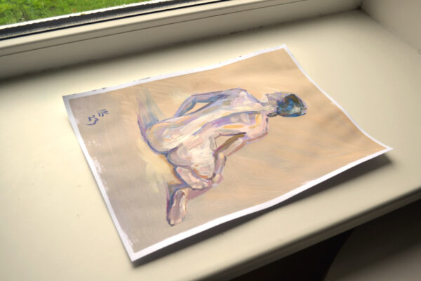 Discover "Subtle Light" by Lada Kholosho – an original acrylic painting on paper. Serene and elegant figure art with soft, pastel hues. One-of-a-kind piece available now.