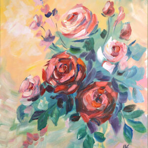 One-of-a-kind acrylic rose painting by Lada Kholosho. 40x50 cm, unframed, signed, ships worldwide with certificate of authenticity.