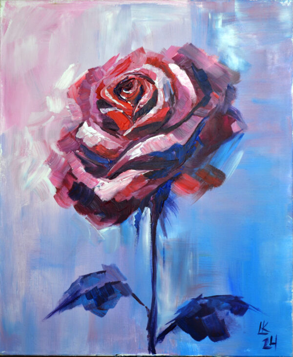 Brushstrokes of Passion – Bold Acrylic Rose Painting