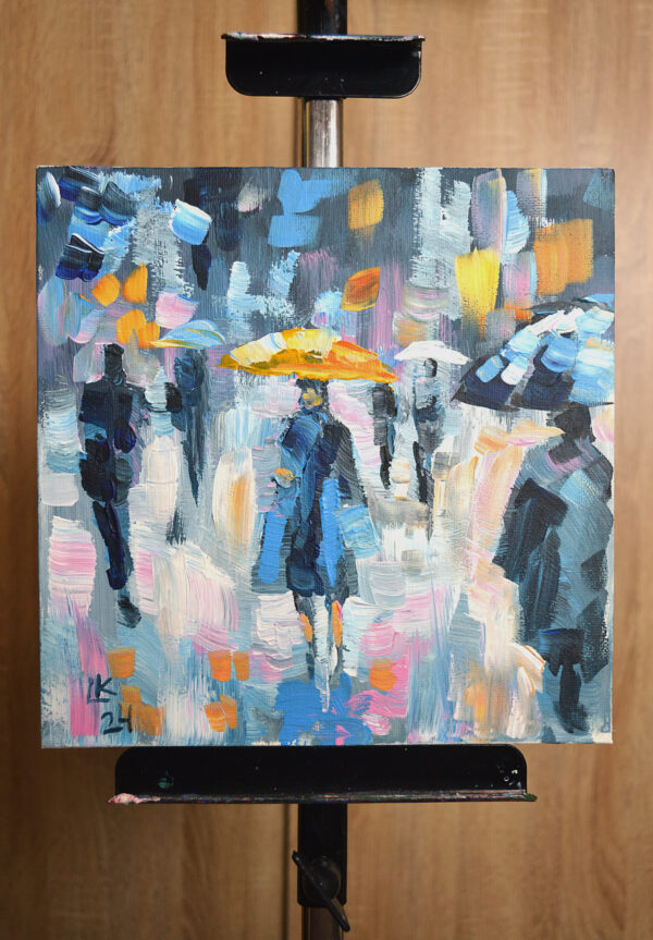 Rain Walk – Original Acrylic Cityscape by Lada Kholosho (2024)