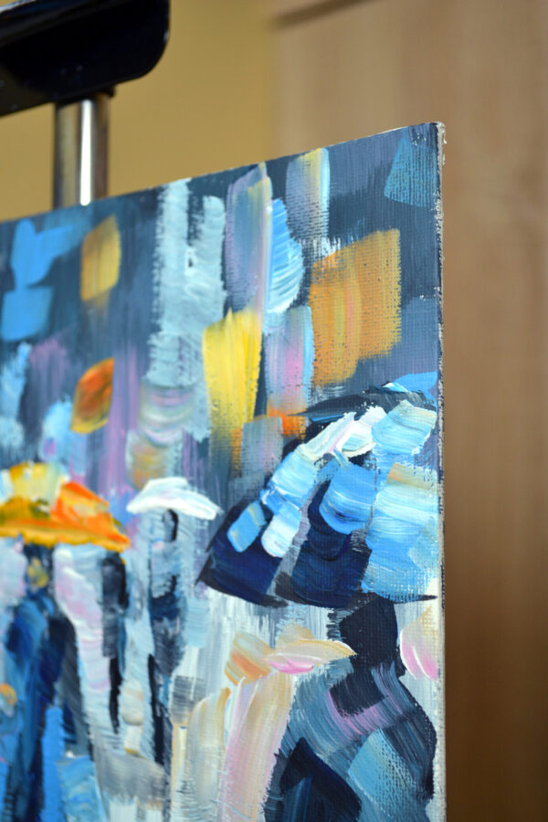 Rain Walk – Original Acrylic Cityscape by Lada Kholosho (2024)