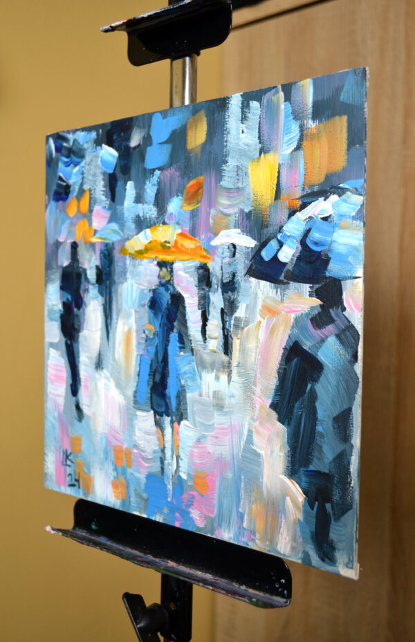 Rain Walk – Original Acrylic Cityscape by Lada Kholosho (2024)