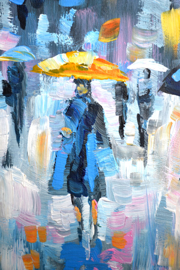 Rain Walk – Original Acrylic Cityscape by Lada Kholosho (2024)