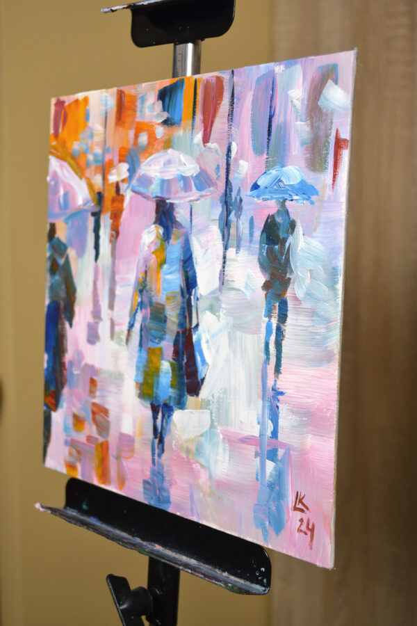 Rainy City Painting – Soft Rain, Bright City by Lada Kholosho (2024)