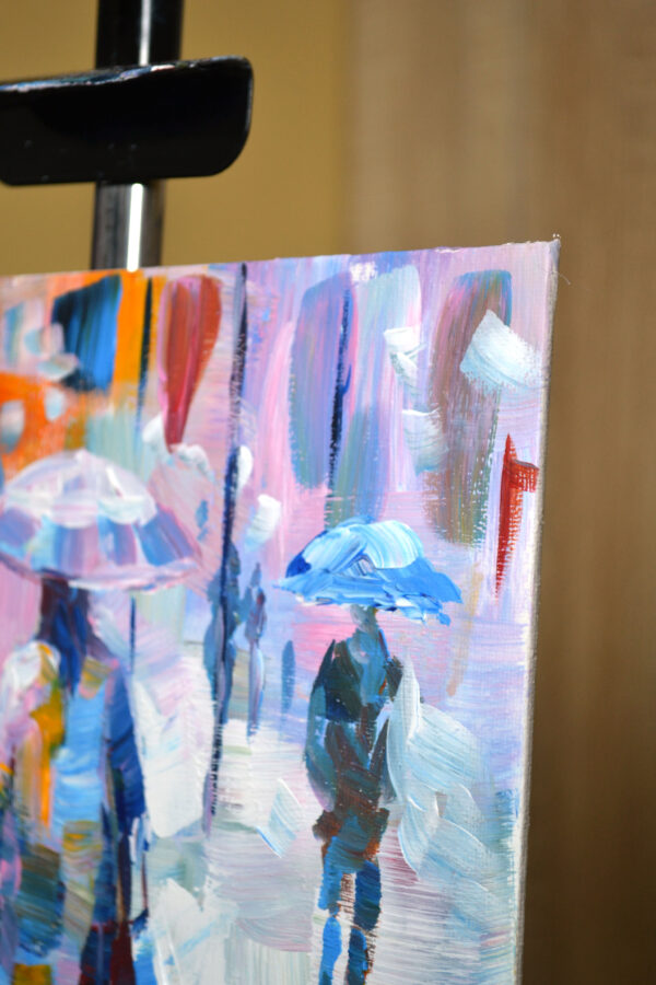 Rainy City Painting – Soft Rain, Bright City by Lada Kholosho (2024)