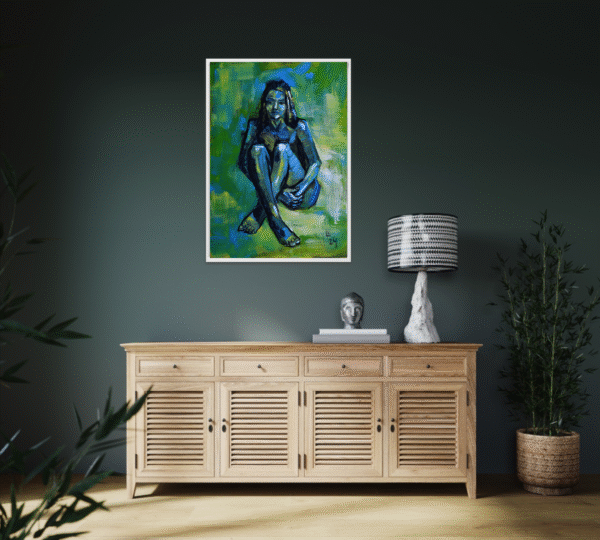 Contemporary Female Nude Painting – Acrylic on Canvas (28x20 in / 70x50 cm)