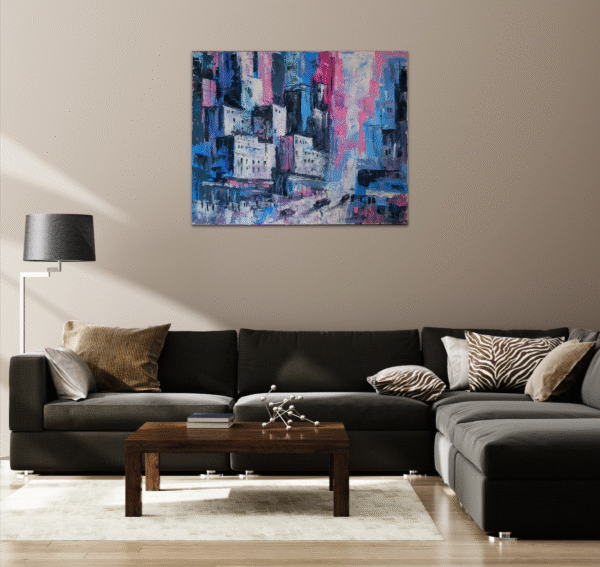 Original Abstract Cityscape Painting – Urban Acrylic Art